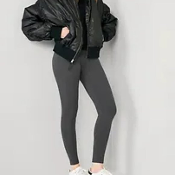 High-Waisted Fleece-Lined Leggings Charcoal - Picture 1 of 10